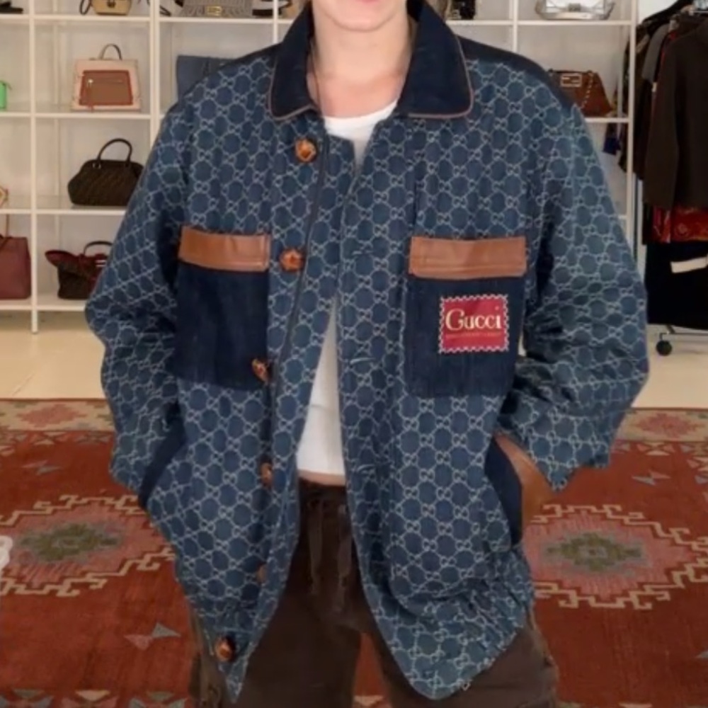 Gucci Denim and Tan Men's Shirt Jacket